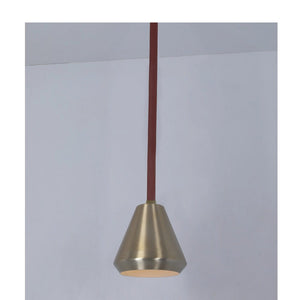 JS-GL-0034-1AB - Antique Brass & White Brown Leather Metal Hanging Light