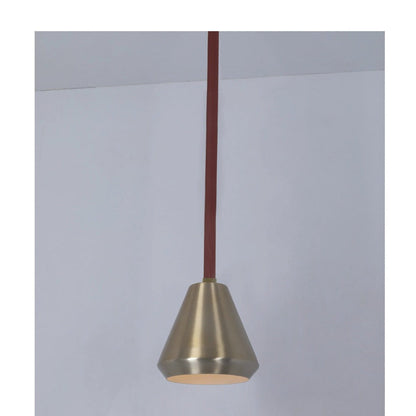 JS-GL-0034-1AB - Antique Brass & White Brown Leather Metal Hanging Light