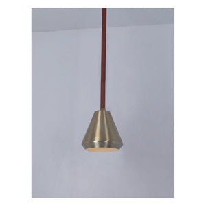 JS-GL-0034-1AB - Antique Brass & White Brown Leather Metal Hanging Light