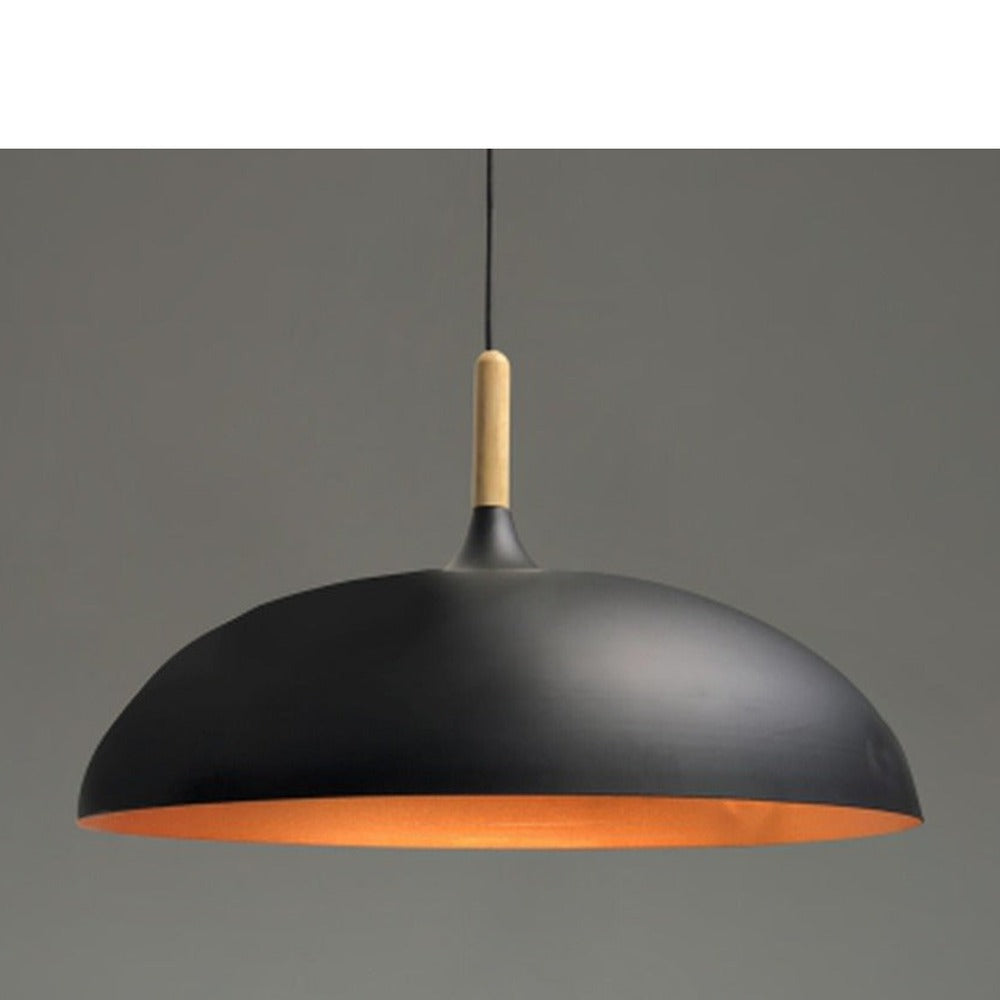 JS-GL-00400-1 - BLACK & GOLD WOOD Metal Hanging Light