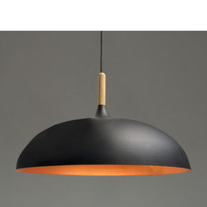 JS-GL-00400-1 - BLACK & GOLD WOOD Metal Hanging Light