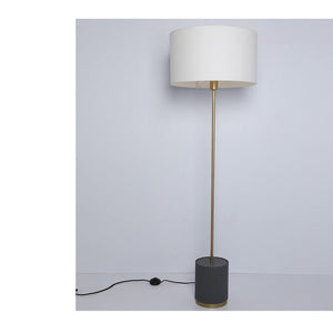 JS-GL-0073-BL - Antique Brass & Texture Blue Metal & Shade Modern Floor Lamp