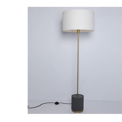 JS-GL-0073-BL - Antique Brass & Texture Blue Metal & Shade Modern Floor Lamp