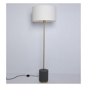 JS-GL-0073-BL - Antique Brass & Texture Blue Metal & Shade Modern Floor Lamp