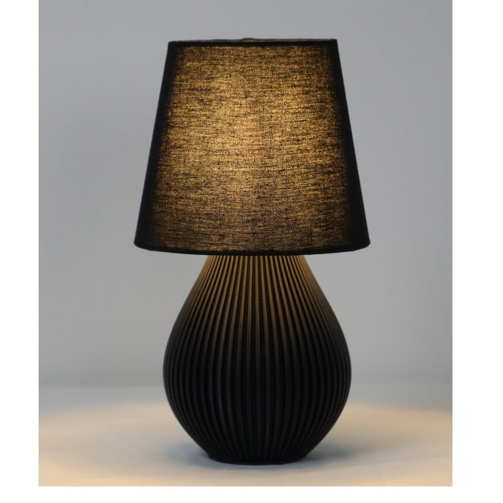 JS-GL-00779-BK - Black Metal & Pla Modern Table Lamp