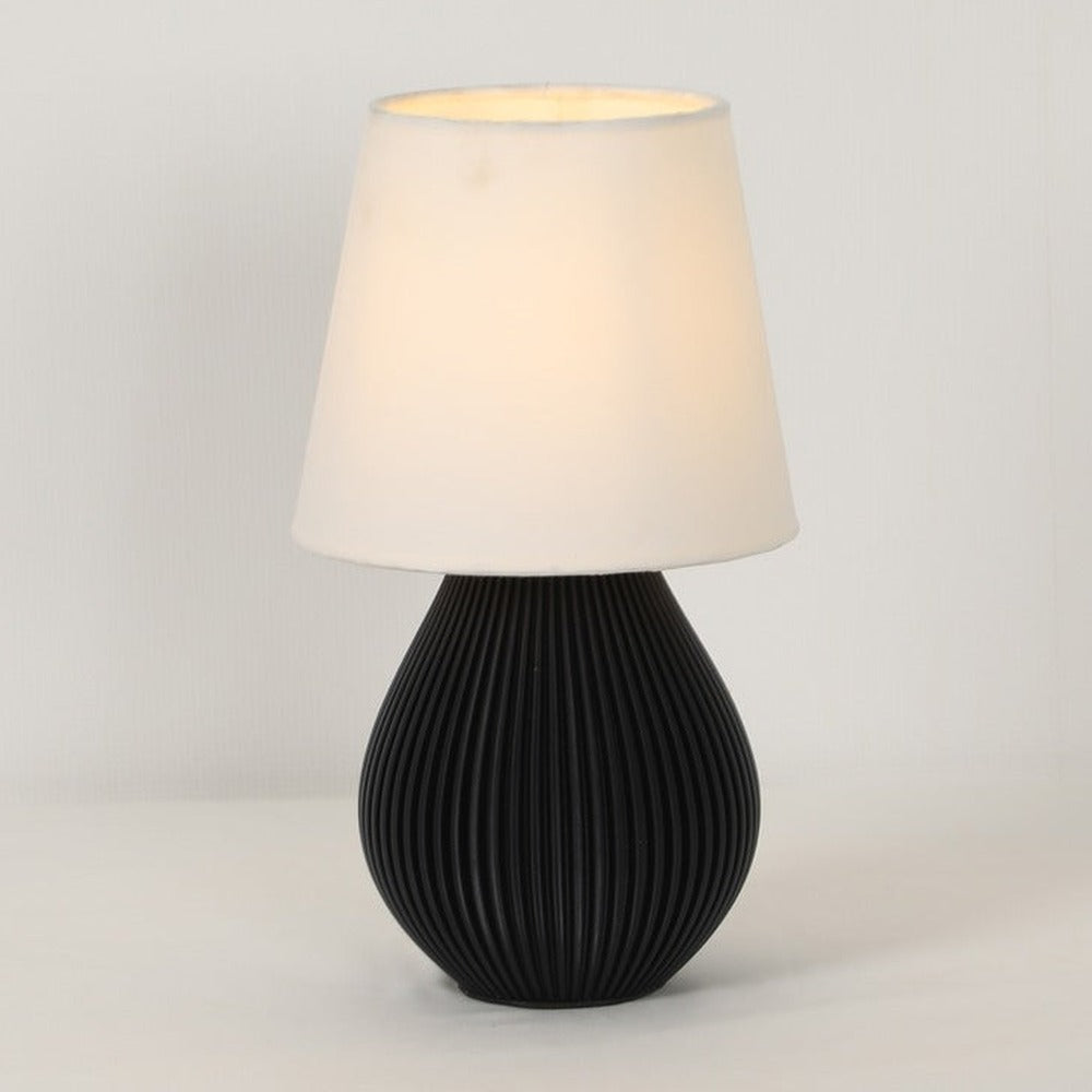 JS-GL-00779-WH - Black Metal & Pla Modern Table Lamp