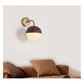 JS-GL-01152-WD - ANTIQUE BRASS & DARK WOOD GLASS Metal Wall Light