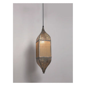 JS-GL-0140-L - Rustic Grey Copper Glass & Juth Fabric Metal Hanging Light