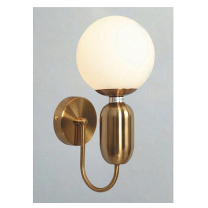 JS-GL-0150-W - ANTIQUE BRASS METAL Glass Ball Wall Light