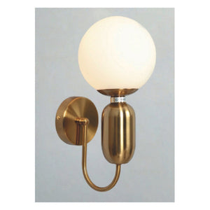 JS-GL-0150-W - ANTIQUE BRASS METAL Glass Ball Wall Light