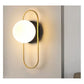 JS-GL-0151-UW - BLACK & ANTIQUE BRASS METAL Glass Ball Wall Light