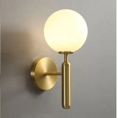 JS-GL-0151-W - Antique Brass Metal & Glass Modern Wall Light
