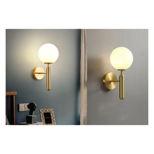 JS-GL-0151-W - Antique Brass Metal & Glass Modern Wall Light