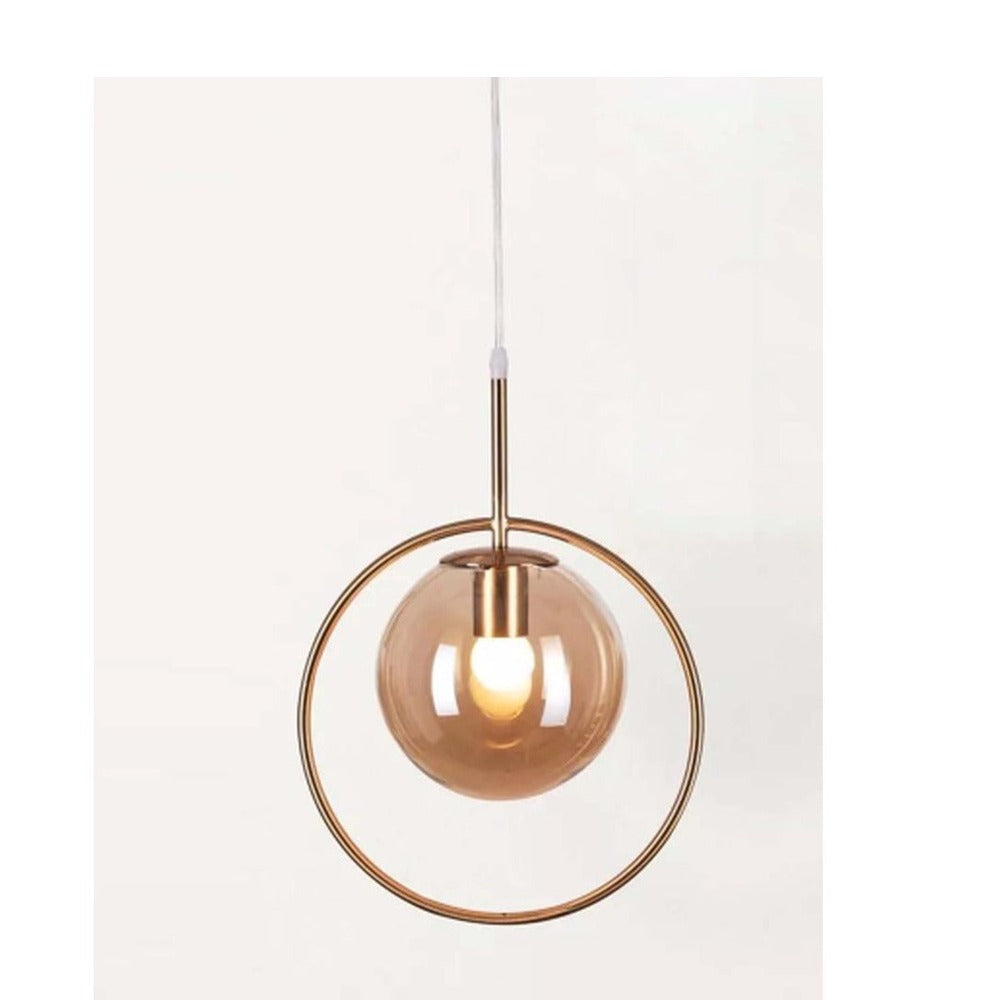JS-GL-0157-1AM - ANTIQUE BRASS METAL Glass Hanging Light