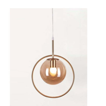 JS-GL-0157-1AM - ANTIQUE BRASS METAL Glass Hanging Light