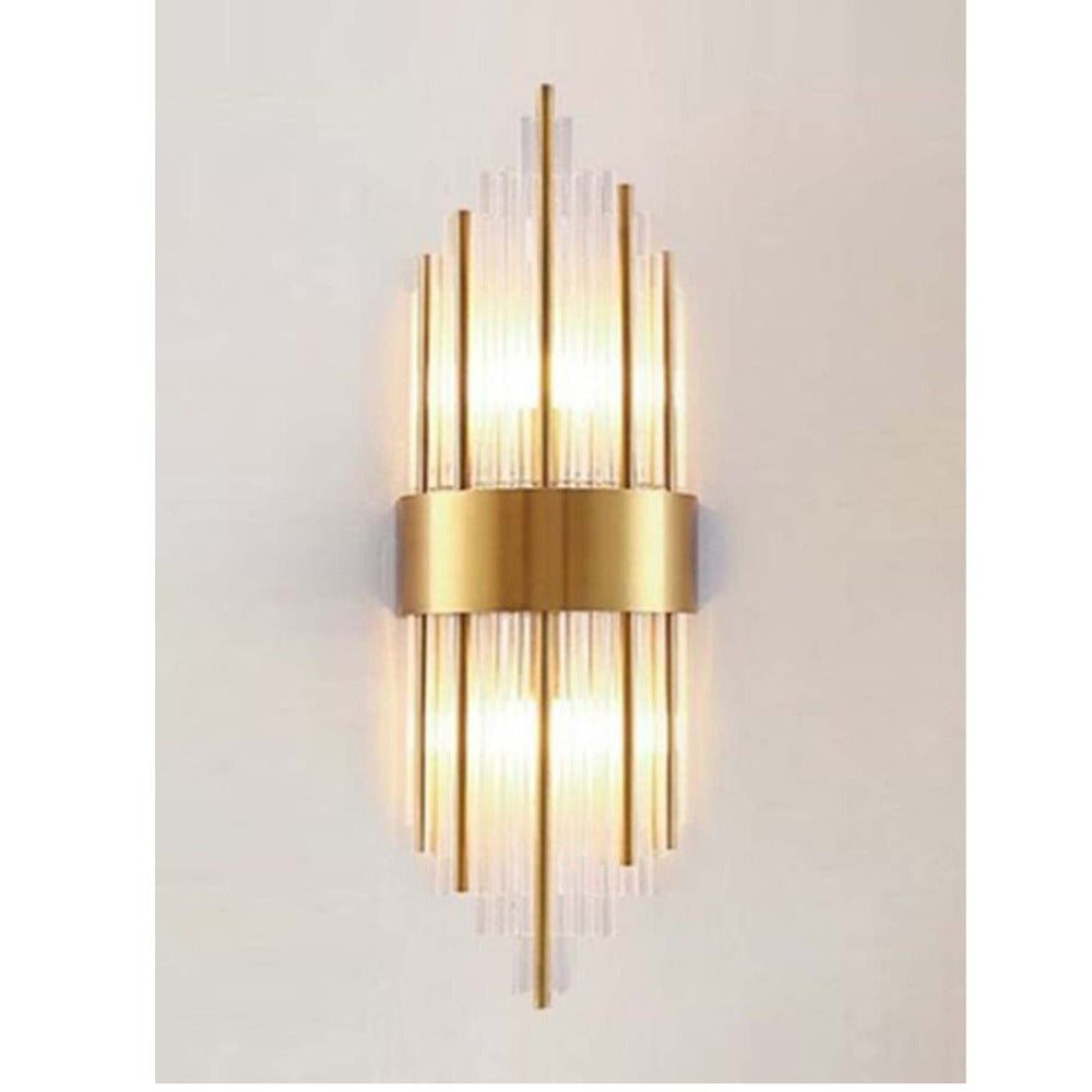 JS-GL-019-W - ANTIQUE BRASS METAL & GLASS Led Wall Light