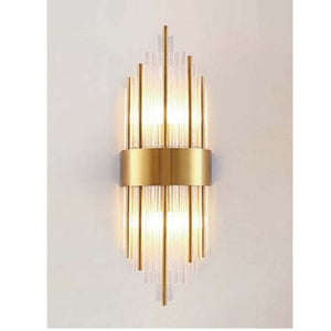 JS-GL-019-W - ANTIQUE BRASS METAL & GLASS Led Wall Light