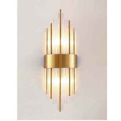 JS-GL-019-W - ANTIQUE BRASS METAL & GLASS Led Wall Light