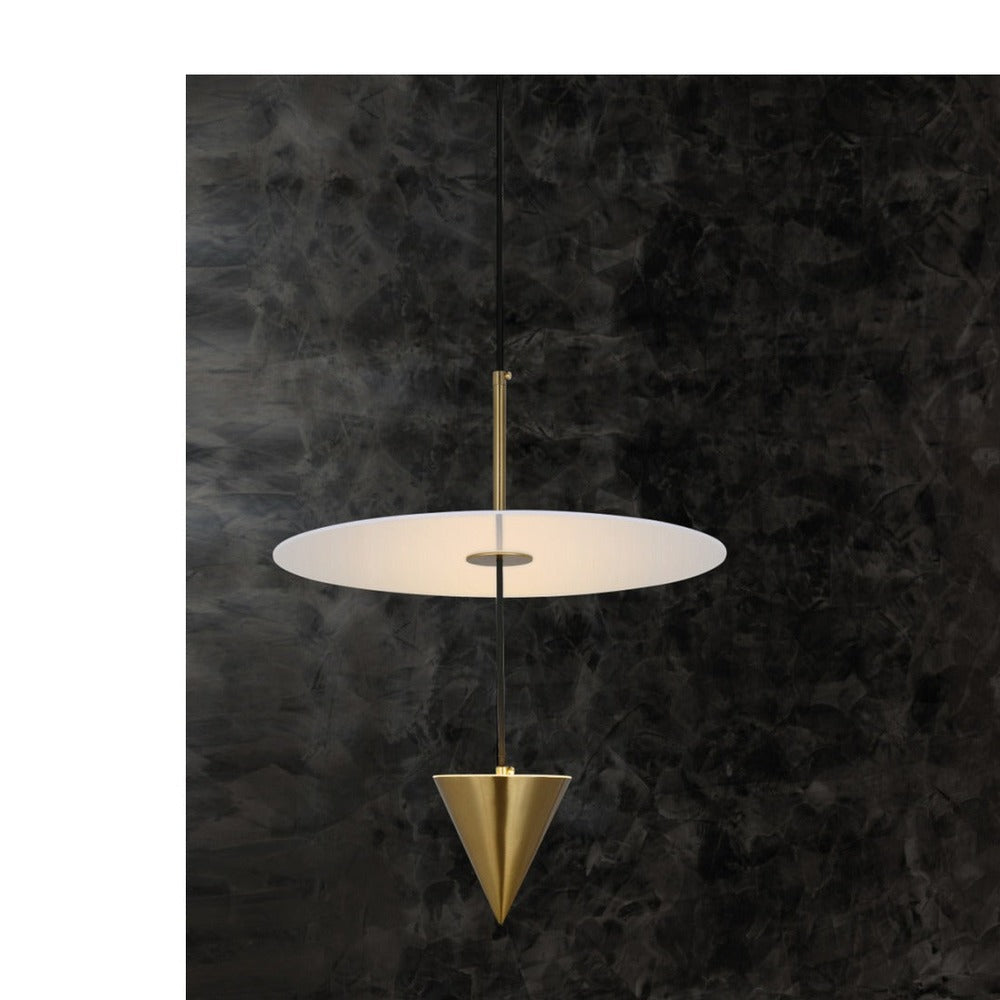 JS-GL-0210-B - Antique Brass Metal & Acrylic Led Hanging Light