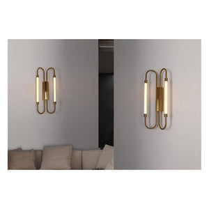 JS-GL-023-UW - Antique Brass Metal & Acrylic Modern Wall Light