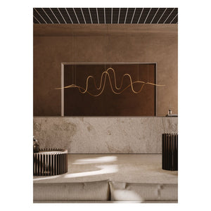 JS-GL-024-2 - Brushed Gold Metal & Acrylic Modern Hanging Light