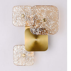 JS-GL-025-3 - ANTIQUE BRASS METAL & GLASS Artistic Wall Light