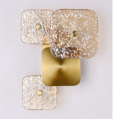 JS-GL-025-3 - ANTIQUE BRASS METAL & GLASS Artistic Wall Light