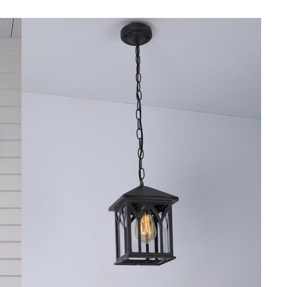 JS-GL-0345-C - Rustic Grey Glass Metal Hanging Light
