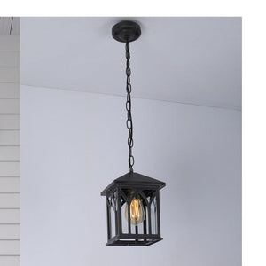JS-GL-0345-C - Rustic Grey Glass Metal Hanging Light