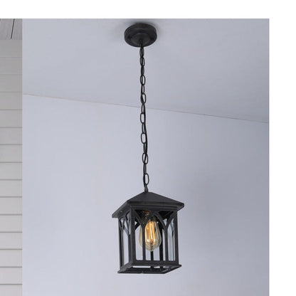 JS-GL-0345-C - Rustic Grey Glass Metal Hanging Light