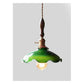 JS-GL-037- 1 - ANTIQUE BRASS & BLACK METAL & WOOD Glass Hanging Light