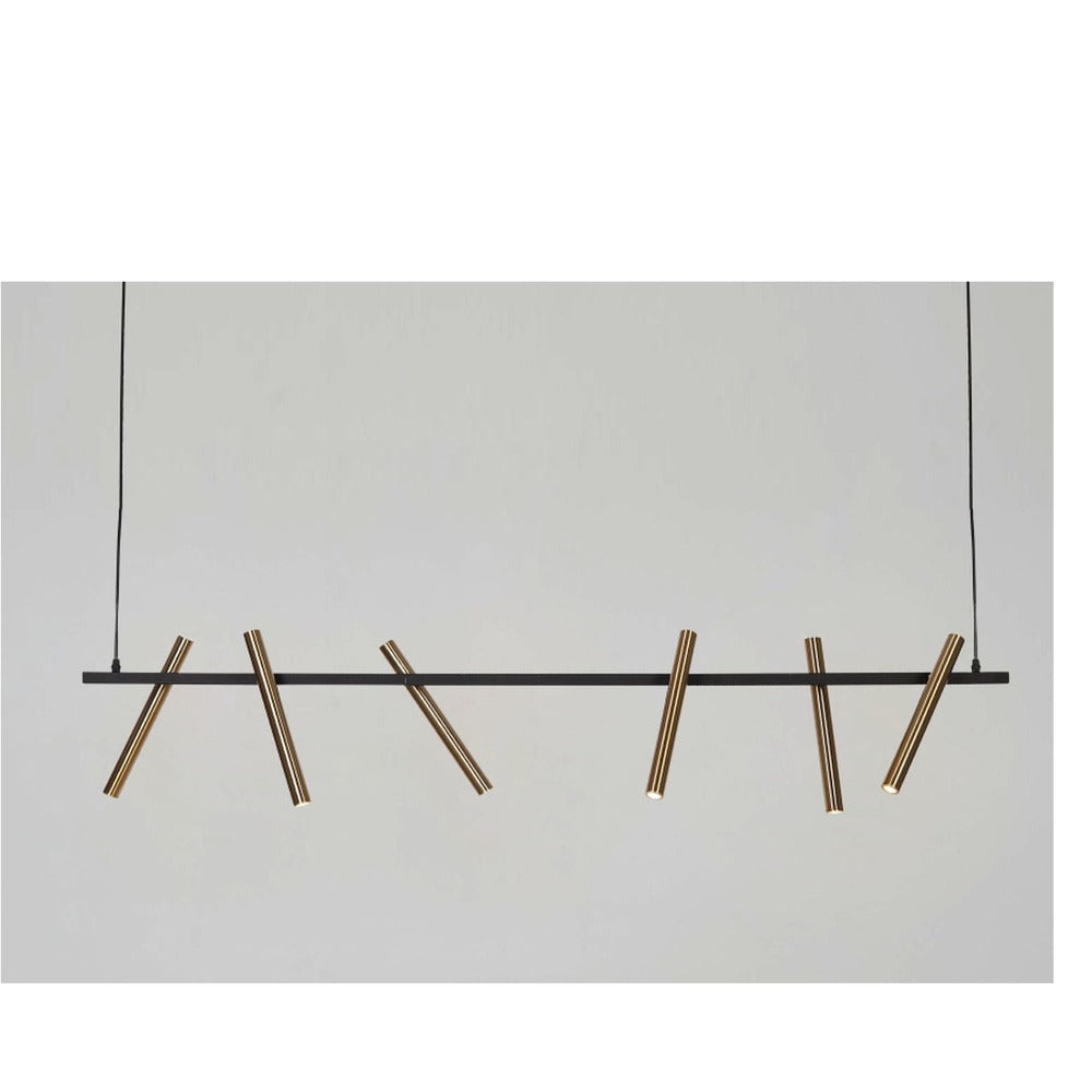 JS-GL-05120-6B - Antique Brass & Black Metal & Acrylic Led Hanging Light