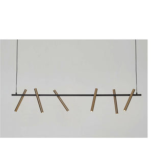 JS-GL-05120-6B - Antique Brass & Black Metal & Acrylic Led Hanging Light