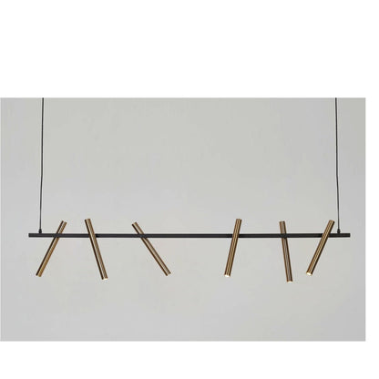 JS-GL-05120-6B - Antique Brass & Black Metal & Acrylic Led Hanging Light