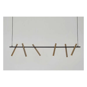 JS-GL-05120-6B - Antique Brass & Black Metal & Acrylic Led Hanging Light