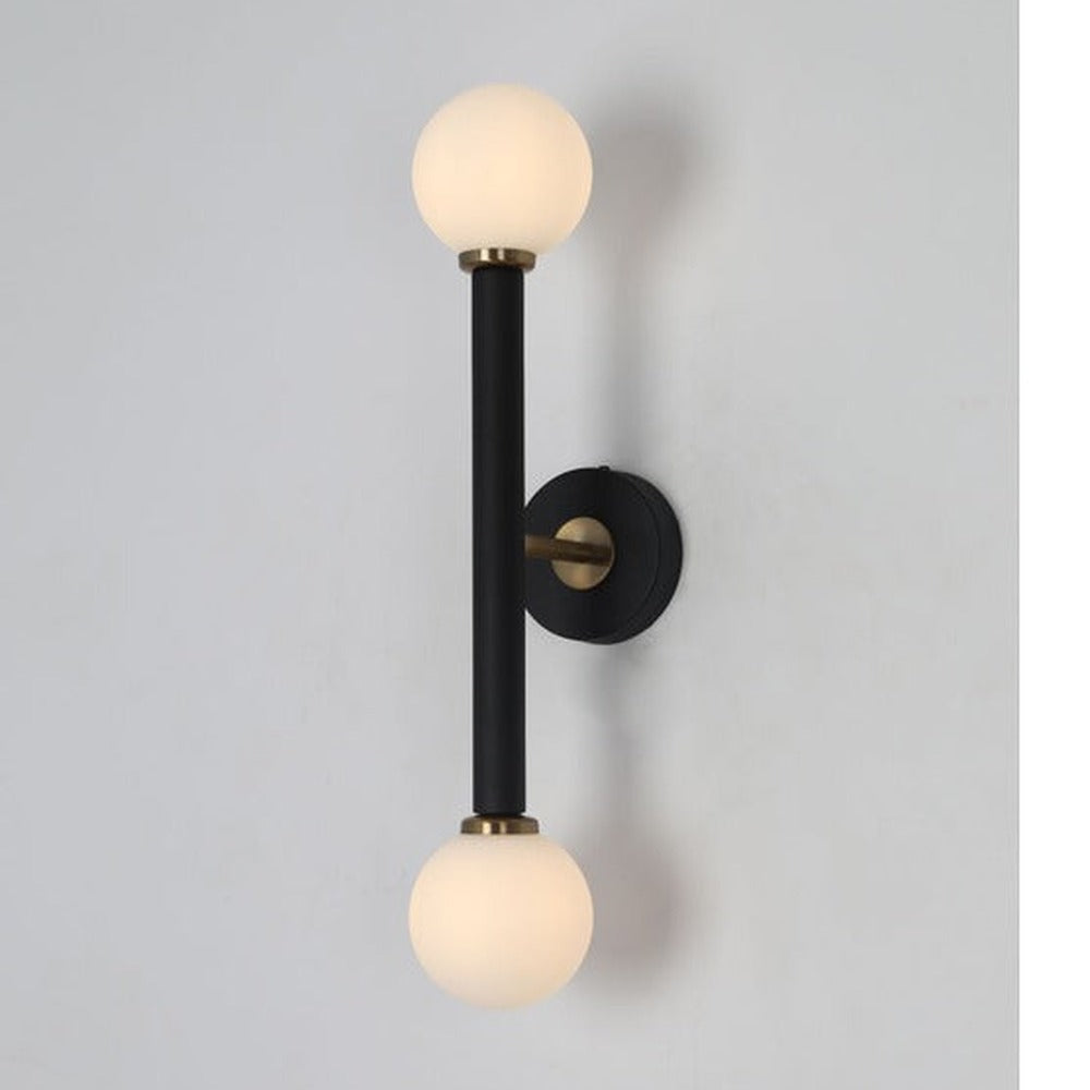JS-GL-05198-2 - Antique Brass & Black Metal & Glass Modern Wall Light