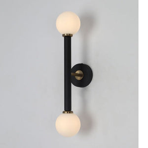 JS-GL-05198-2 - Antique Brass & Black Metal & Glass Modern Wall Light