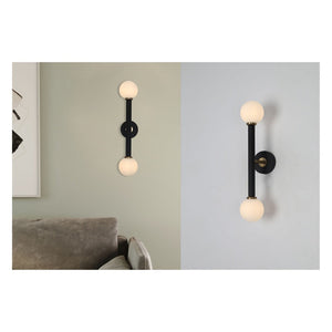 JS-GL-05198-2 - Antique Brass & Black Metal & Glass Modern Wall Light