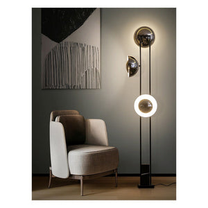 JS-GL-052-F - Pearl Black & White Metal Floor Lamp