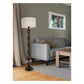JS-GL-055-WD - Black & Dark Wood Metal & Fabric Shade Wooden Floor Lamp