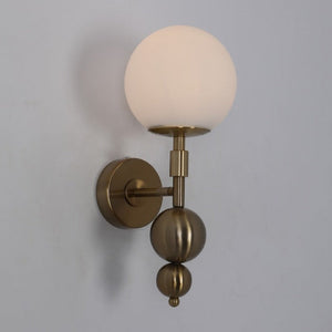 JS-GL-055-W - Antique Brass Metal & Glass Modern Wall Light