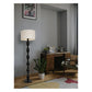JS-GL-056-BK - Black Metal & Fabric Shade Wooden Floor Lamp