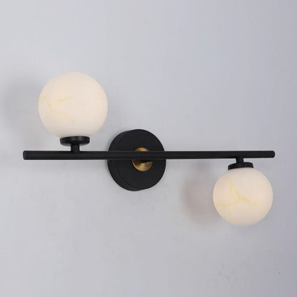 JS-GL-057-2W - Black & Antique Brass Metal & Glass Modern Wall Light