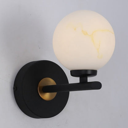 JS-GL-057-W - Black & Antique Brass Metal & Glass Modern Wall Light