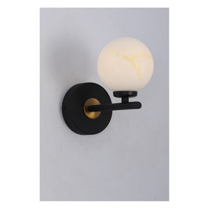JS-GL-057-W - Black & Antique Brass Metal & Glass Modern Wall Light