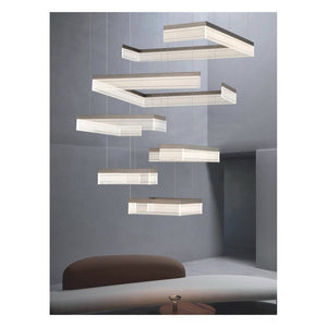 JS-GL-05790P-6 - Pearl Coﬀee Metal & Acrylic Led Chandelier