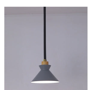 JS-GL-06016-1 - Antique Brass & Grey & White Metal & Wood & Black Leather Modern Hanging Light