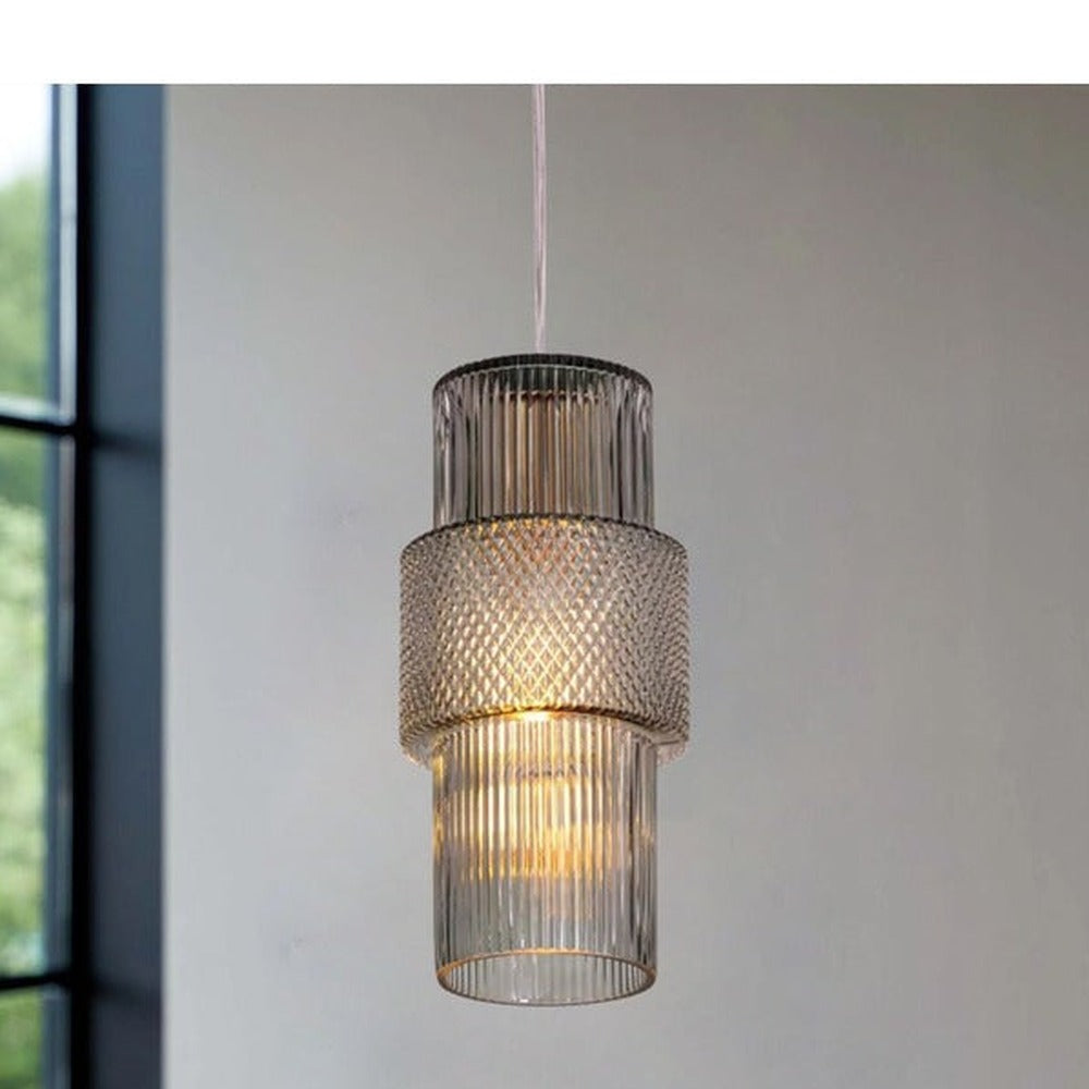 JS-GL-063-1GR - Antique Brass Metal Glass Hanging Light