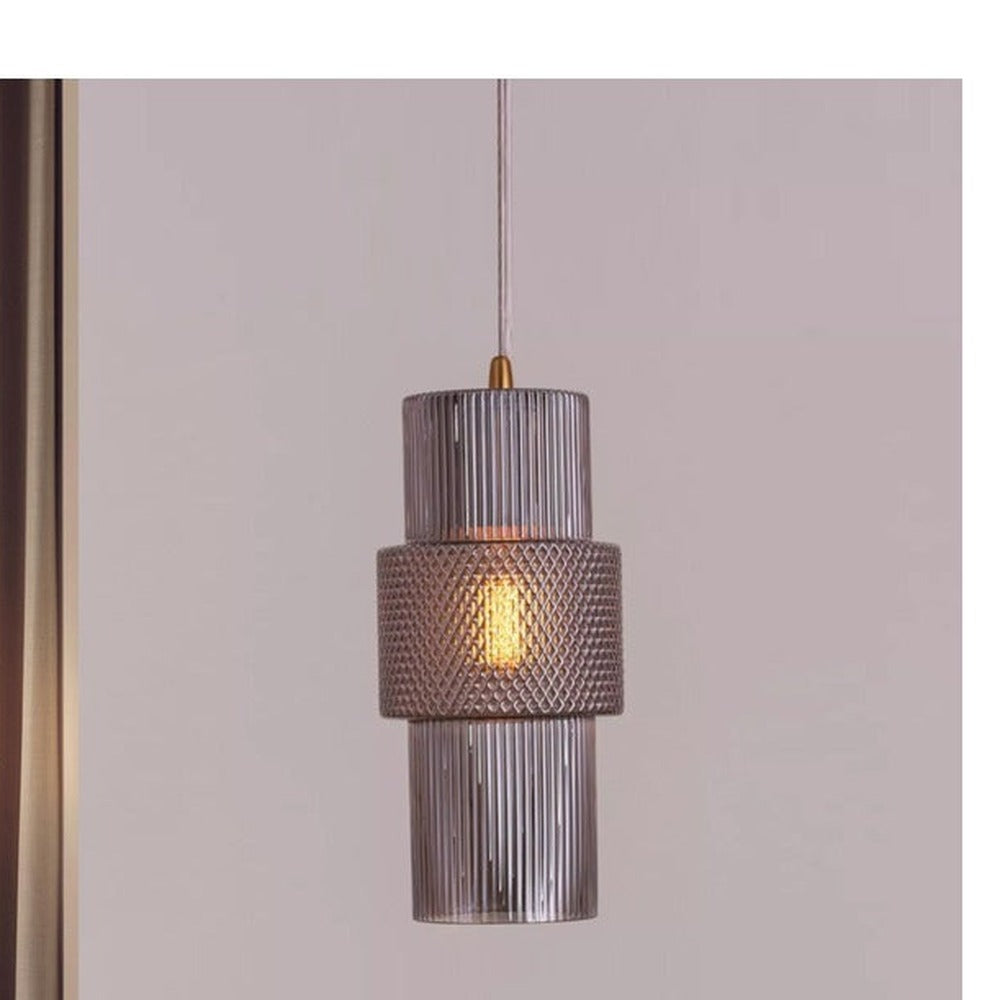 JS-GL-063-1SM - Antique Brass Metal Glass Hanging Light