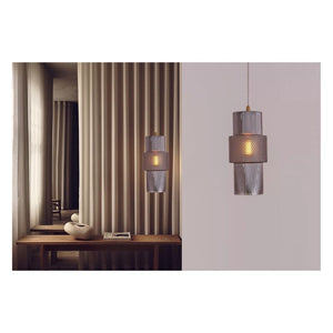 JS-GL-063-1SM - Antique Brass Metal Glass Hanging Light
